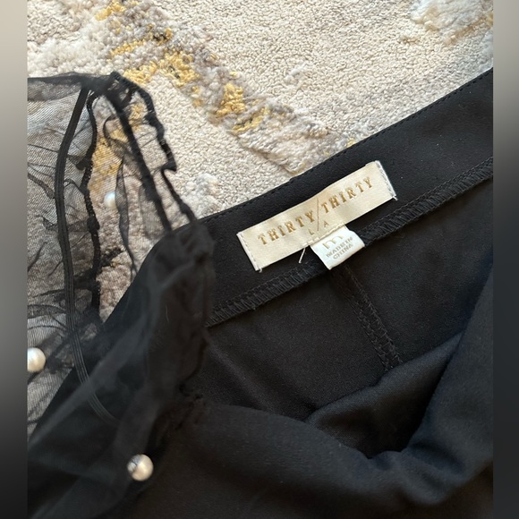 Black Dress with Sheer Pearl Sleeves - Picture 3 of 4